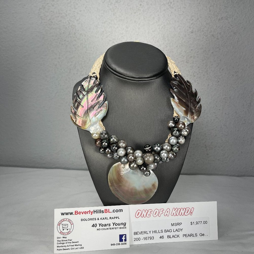 46 TAHITIAN BLACK PEARLS -NWT $ 1977.00                              NOW $388.00